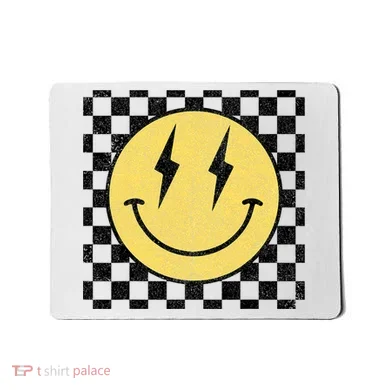 Retro Happy Face Checkered Pattern Smile Face Mousepad