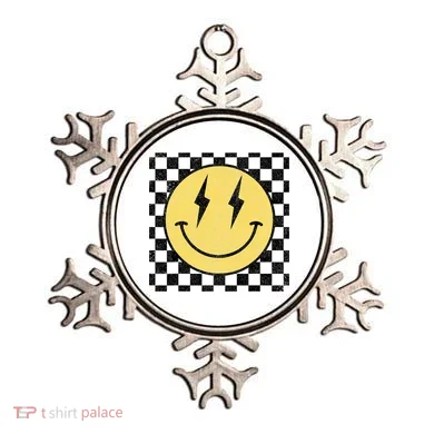 Retro Happy Face Checkered Pattern Smile Face Ornament