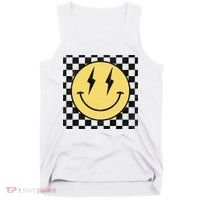 Retro Happy Face Checkered Pattern Smile Face Tank Top thumb 0