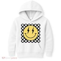 Retro Happy Face Checkered Pattern Smile Face Kids Hoodie thumb 0