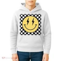 Retro Happy Face Checkered Pattern Smile Face Kids Hoodie thumb 4