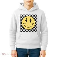 Retro Happy Face Checkered Pattern Smile Face Kids Hoodie thumb 4
