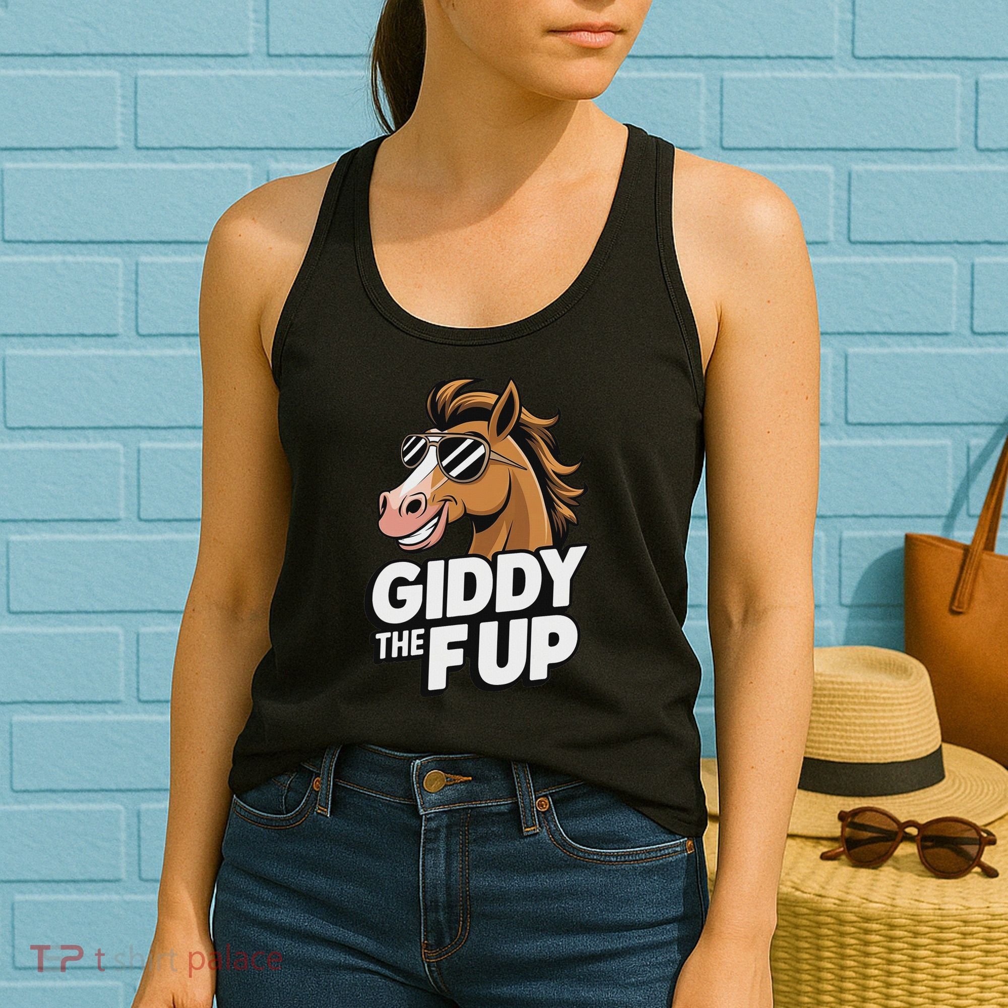 Race Horse Funny Derby Day Giddy The F Up Women's Tank Top