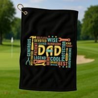 Retro Happy FatherS Day Dad Tools Best Dad Ever Golf Towel thumb 1