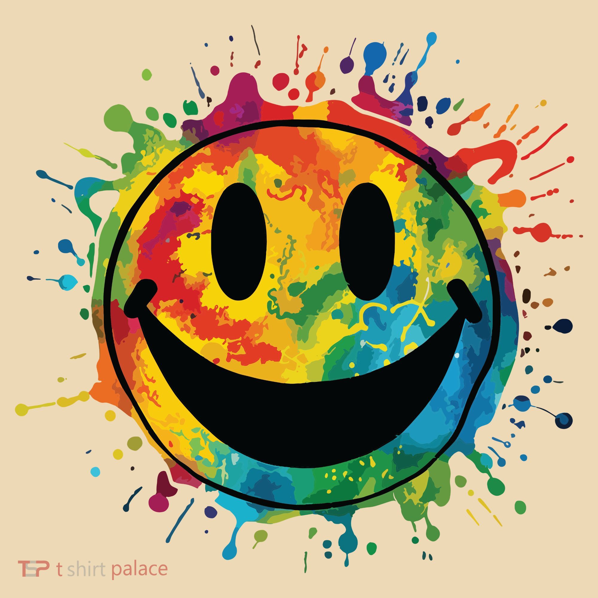 Retro Happy Face Rainbow Tiedye Splatter 70s Peace Smile Tote Bag