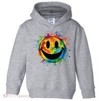 Retro Happy Face Rainbow Tiedye Splatter 70s Peace Smile Toddler Hoodie thumb 0