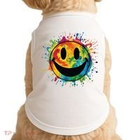 Retro Happy Face Rainbow Tiedye Splatter 70s Peace Smile Doggie Tank thumb 0