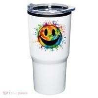 Retro Happy Face Rainbow Tiedye Splatter 70s Peace Smile Tumbler thumb 0