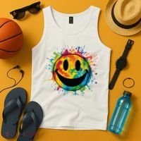 Retro Happy Face Rainbow Tiedye Splatter 70s Peace Smile Tank Top thumb 4