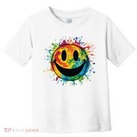 Retro Happy Face Rainbow Tiedye Splatter 70s Peace Smile Toddler T-Shirt thumb 0