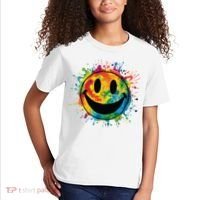 Retro Happy Face Rainbow Tiedye Splatter 70s Peace Smile Kids T-Shirt thumb 2