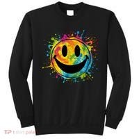 Retro Happy Face Rainbow Tiedye Splatter – 70s Peace Smile Sweatshirt thumb 0