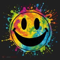 Retro Happy Face Rainbow Tiedye Splatter – 70s Peace Smile Beanie thumb 2
