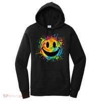 Retro Happy Face Rainbow Tiedye Splatter – 70s Peace Smile Women's Hoodie thumb 0