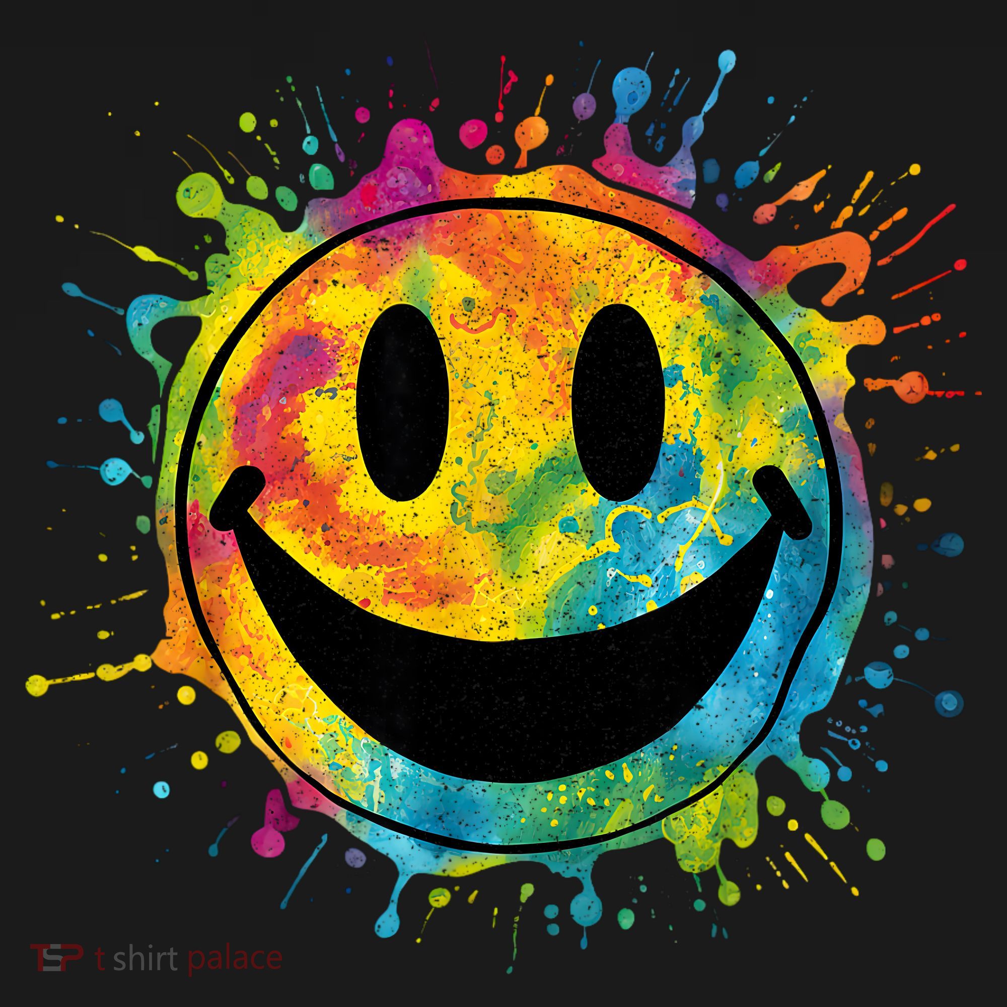 Retro Happy Face Rainbow Tiedye Splatter – 70s Peace Smile Women's Hoodie