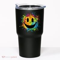 Retro Happy Face Rainbow Tiedye Splatter – 70s Peace Smile Tumbler thumb 0