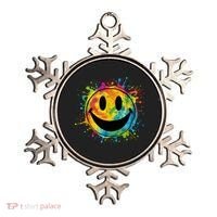 Retro Happy Face Rainbow Tiedye Splatter – 70s Peace Smile Ornament thumb 0