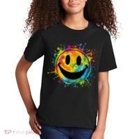 Retro Happy Face Rainbow Tiedye Splatter – 70s Peace Smile Kids T-Shirt thumb 2