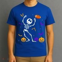 Retro Halloween Football Player Skeleton Football Lover Funny Gift T-Shirt thumb 3