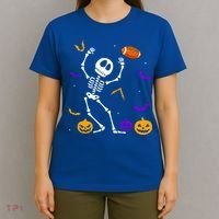 Retro Halloween Football Player Skeleton Football Lover Funny Gift T-Shirt thumb 4