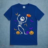 Retro Halloween Football Player Skeleton Football Lover Funny Gift T-Shirt thumb 5