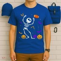 Retro Halloween Football Player Skeleton Football Lover Funny Gift T-Shirt thumb 6