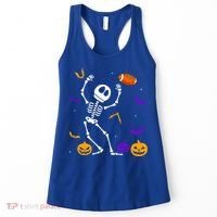 Retro Halloween Football Player Skeleton Football Lover Funny Gift Women's Tank Top thumb 0