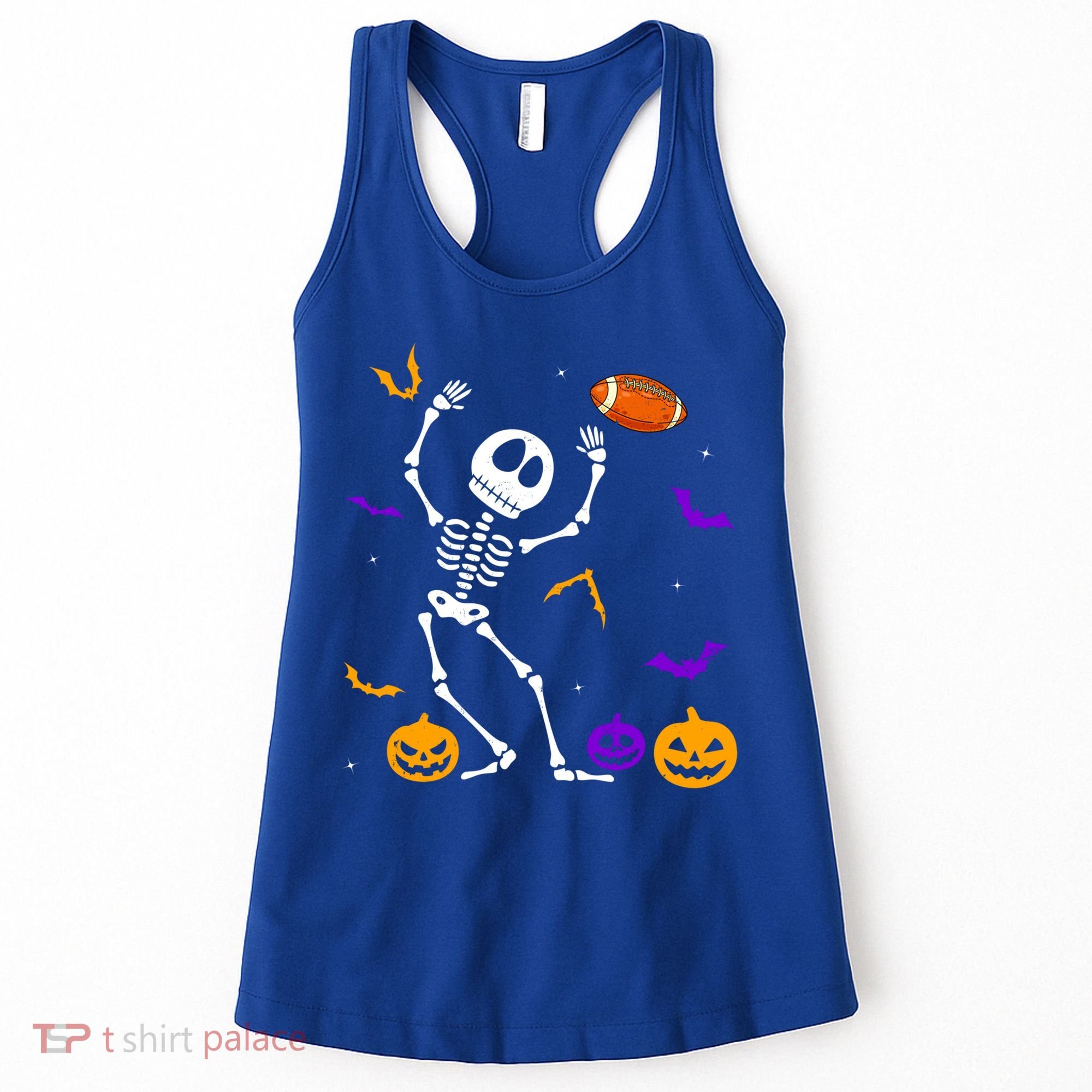 Retro Halloween Football Player Skeleton Football Lover Funny Gift Women's Tank Top
