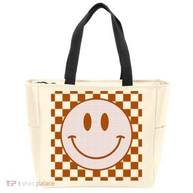 Retro Happy Face Checkered Pattern Smile Face Trendy Bag