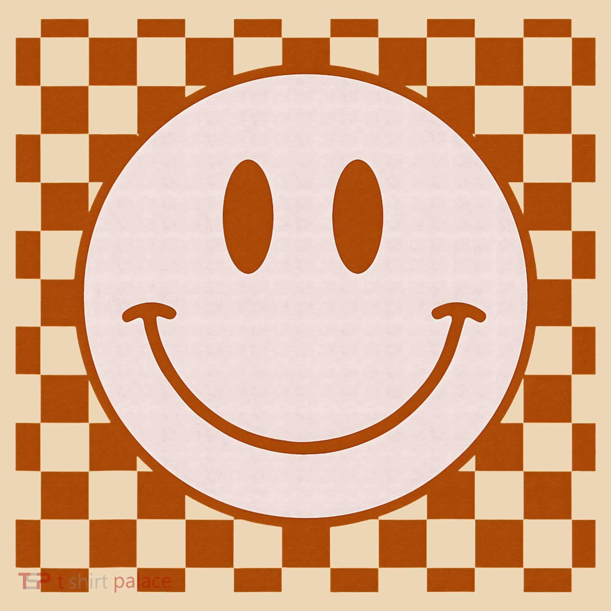 Retro Happy Face Checkered Pattern Smile Face Trendy Tote Bag