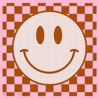 Retro Happy Face Checkered Pattern Smile Face Trendy Coaster thumb 2