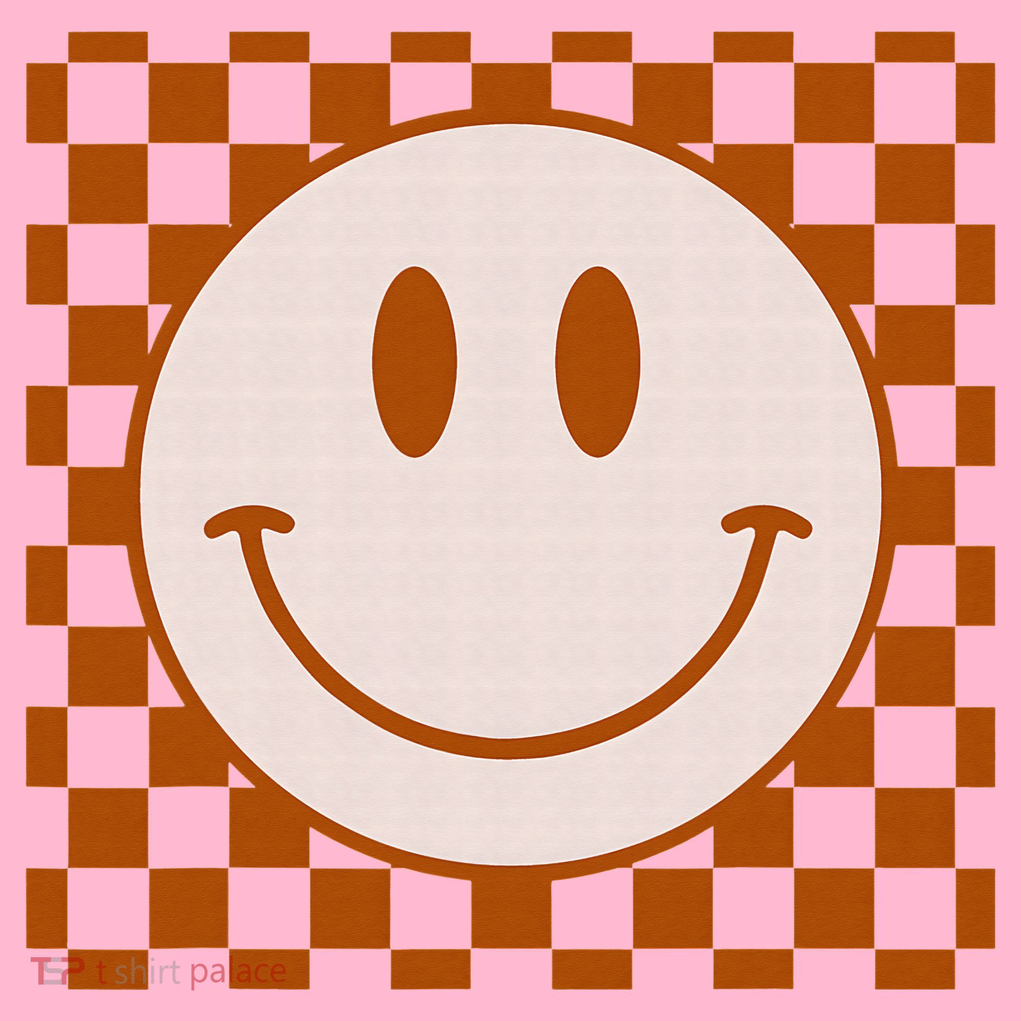 Retro Happy Face Checkered Pattern Smile Face Trendy Coaster