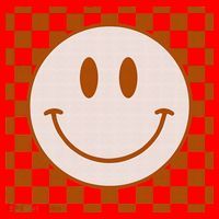 Retro Happy Face Checkered Pattern Smile Face Trendy Santa Hat thumb 1