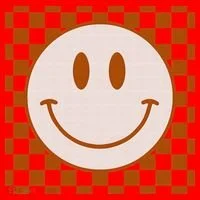 Retro Happy Face Checkered Pattern Smile Face Trendy Santa Hat thumb 1