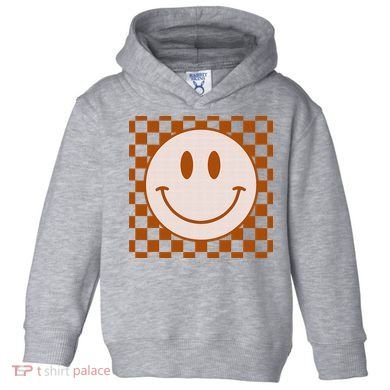 Retro Happy Face Checkered Pattern Smile Face Trendy Toddler Hoodie