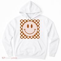 Retro Happy Face Checkered Pattern Smile Face Trendy Hoodie thumb 0