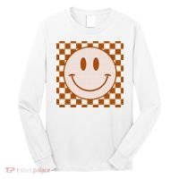 Retro Happy Face Checkered Pattern Smile Face Trendy Long Sleeve Shirt thumb 0