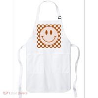 Retro Happy Face Checkered Pattern Smile Face Trendy Apron thumb 0
