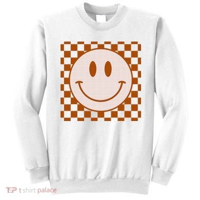Retro Happy Face Checkered Pattern Smile Face Trendy Sweatshirt