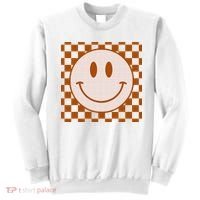 Retro Happy Face Checkered Pattern Smile Face Trendy Sweatshirt thumb 0