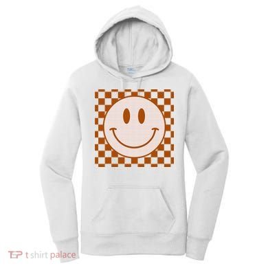 Retro Happy Face Checkered Pattern Smile Face Trendy Women's Hoodie