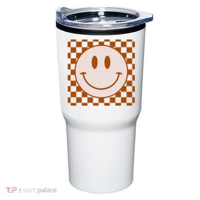 Retro Happy Face Checkered Pattern Smile Face Trendy Tumbler