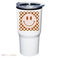 Retro Happy Face Checkered Pattern Smile Face Trendy Tumbler thumb 0