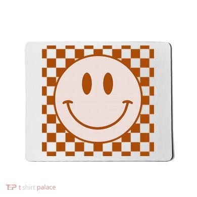 Retro Happy Face Checkered Pattern Smile Face Trendy Mousepad