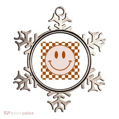 Retro Happy Face Checkered Pattern Smile Face Trendy Ornament