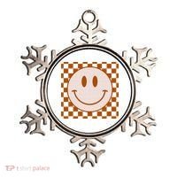 Retro Happy Face Checkered Pattern Smile Face Trendy Ornament thumb 0