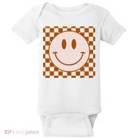 Retro Happy Face Checkered Pattern Smile Face Trendy Baby Bodysuit thumb 0