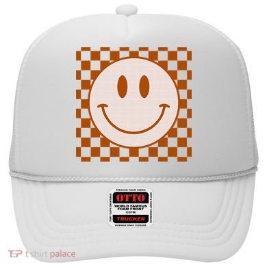 Retro Happy Face Checkered Pattern Smile Face Trendy Hat