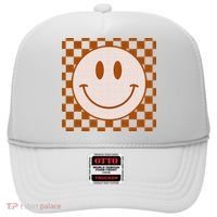Retro Happy Face Checkered Pattern Smile Face Trendy Hat thumb 0