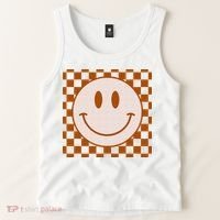 Retro Happy Face Checkered Pattern Smile Face Trendy Tank Top thumb 2